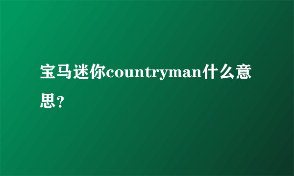 宝马迷你countryman什么意思？