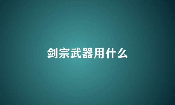 剑宗武器用什么