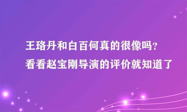 王珞丹和白百何真的很像吗？看看赵宝刚导演的评价就知道了