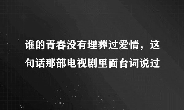 谁的青春没有埋葬过爱情，这句话那部电视剧里面台词说过