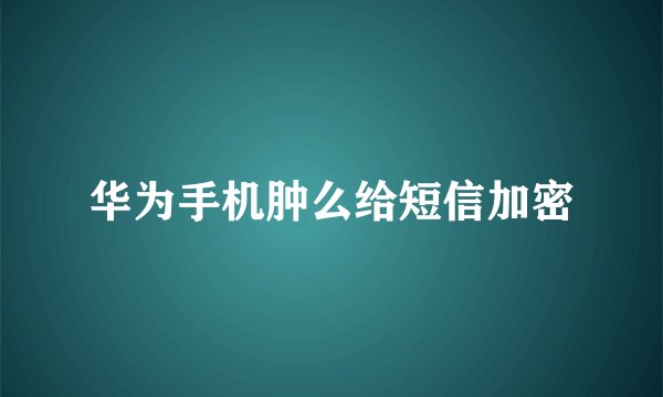 华为手机肿么给短信加密