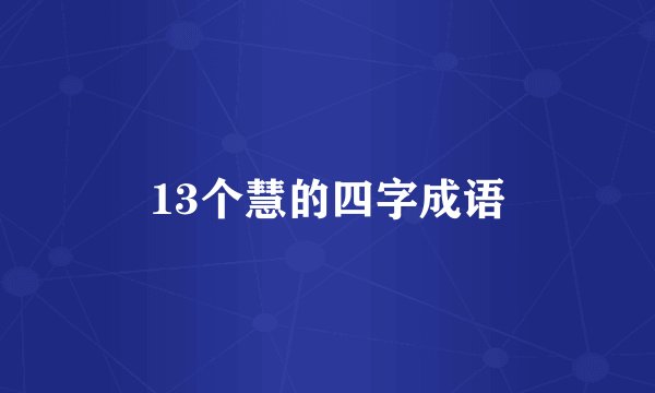 13个慧的四字成语