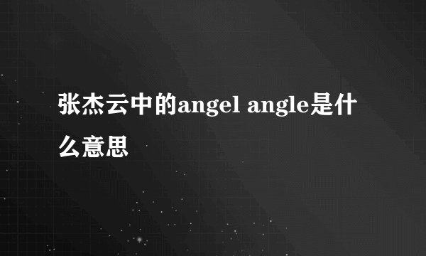 张杰云中的angel angle是什么意思