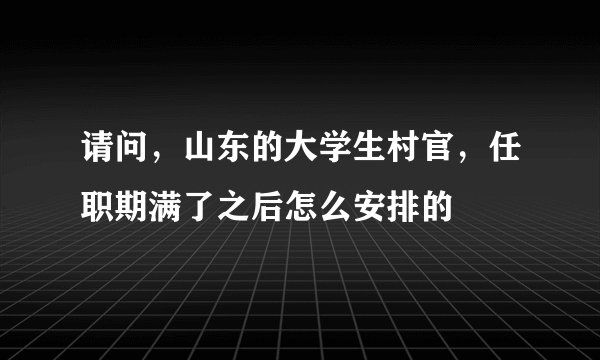 请问，山东的大学生村官，任职期满了之后怎么安排的