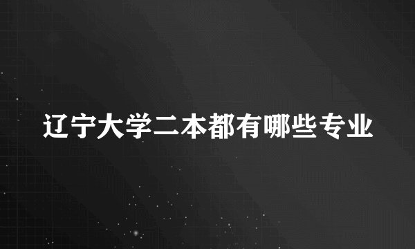 辽宁大学二本都有哪些专业