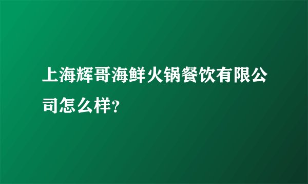 上海辉哥海鲜火锅餐饮有限公司怎么样？