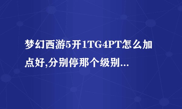 梦幻西游5开1TG4PT怎么加点好,分别停那个级别,5开达人来帮助下