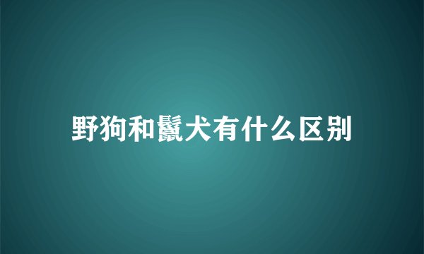 野狗和鬣犬有什么区别