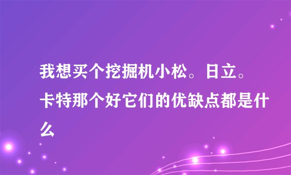 我想买个挖掘机小松。日立。卡特那个好它们的优缺点都是什么