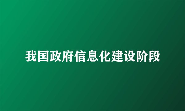 我国政府信息化建设阶段