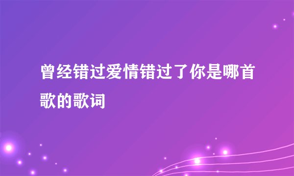 曾经错过爱情错过了你是哪首歌的歌词