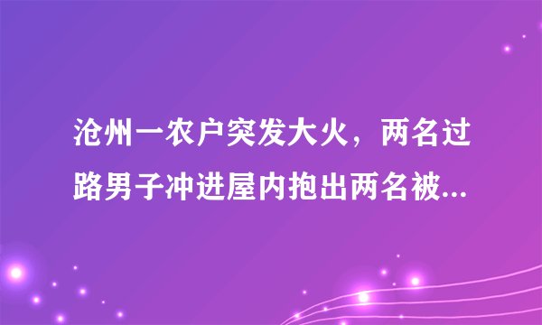 沧州一农户突发大火，两名过路男子冲进屋内抱出两名被困女童, 你怎么看？