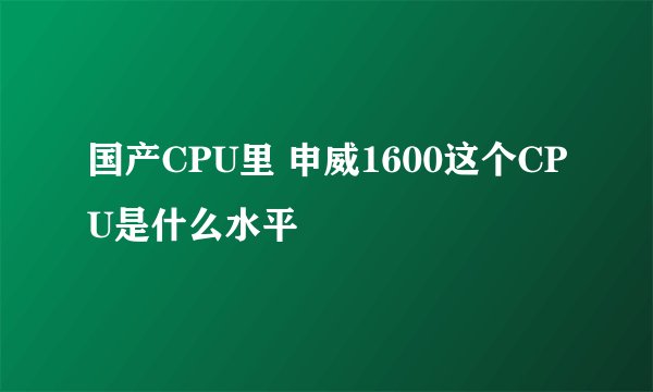 国产CPU里 申威1600这个CPU是什么水平