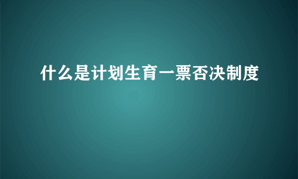 什么是计划生育一票否决制度