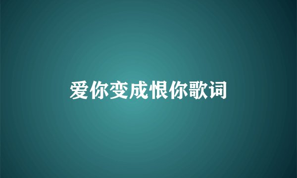爱你变成恨你歌词