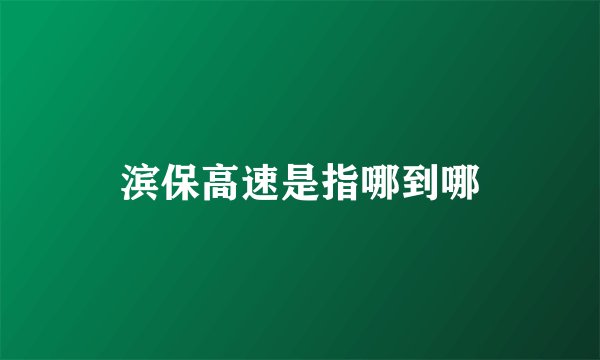 滨保高速是指哪到哪