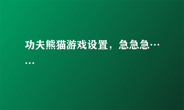 功夫熊猫游戏设置，急急急……