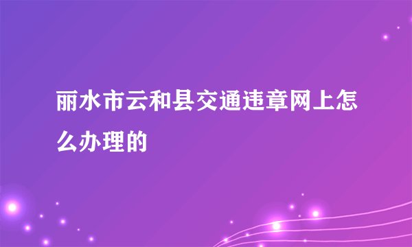 丽水市云和县交通违章网上怎么办理的