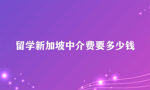 留学新加坡中介费要多少钱