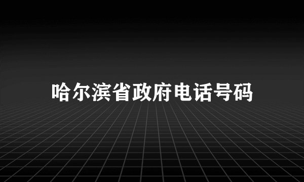哈尔滨省政府电话号码