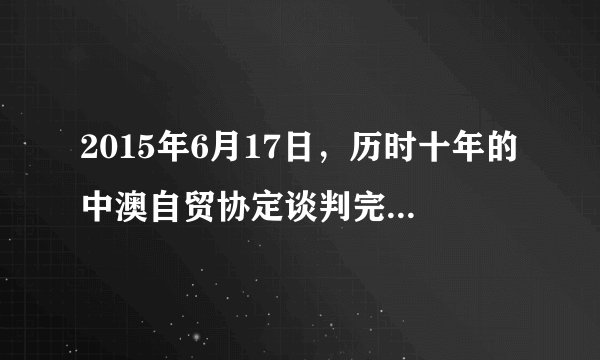 2015年6月17日，历时十年的中澳自贸协定谈判完成，中国与澳大利亚正式签署《中华人民共和国政府和澳大利亚政府自由贸易协定》，自贸协定在内容上涵盖货物、服务、投资等十几个领域，实现了“全面、高质量和利益平衡”的目标，是我国与其他国家迄今已商签的贸易投资自由化整体水平最高的自贸协定之一。这一协定的签订（   ）A.巩固了中澳两国的盟友关系B.实现了中澳两国根本利益的一致C.符合中澳两国的国家利益D.消除了中澳两国之间的政治分歧