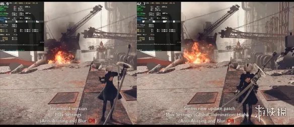 《尼尔机械纪元》Steam更新后效果对比：还不如mod