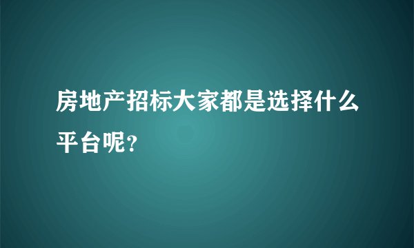 房地产招标大家都是选择什么平台呢？