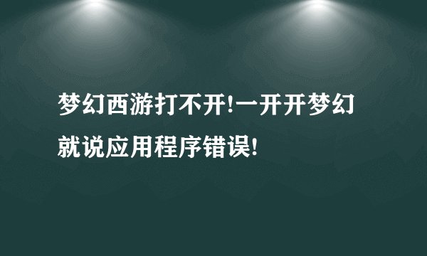 梦幻西游打不开!一开开梦幻就说应用程序错误!