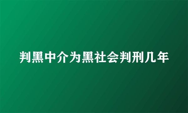 判黑中介为黑社会判刑几年