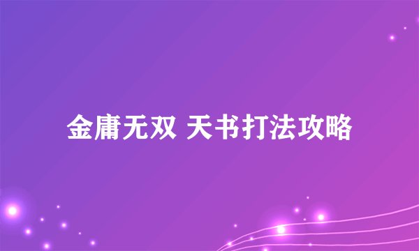 金庸无双 天书打法攻略