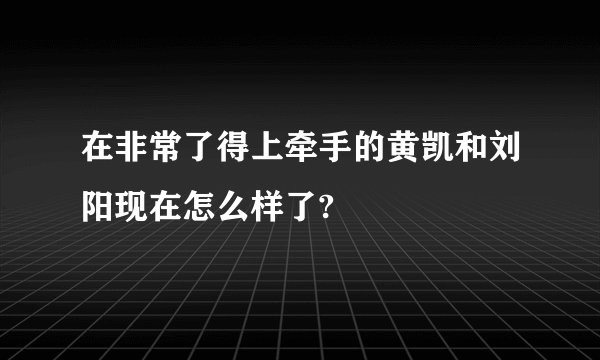 在非常了得上牵手的黄凯和刘阳现在怎么样了?