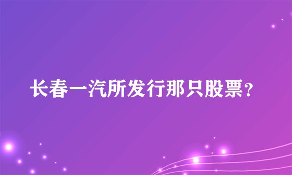 长春一汽所发行那只股票？