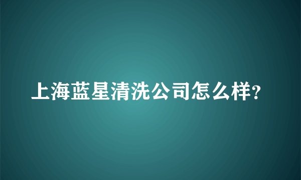 上海蓝星清洗公司怎么样？