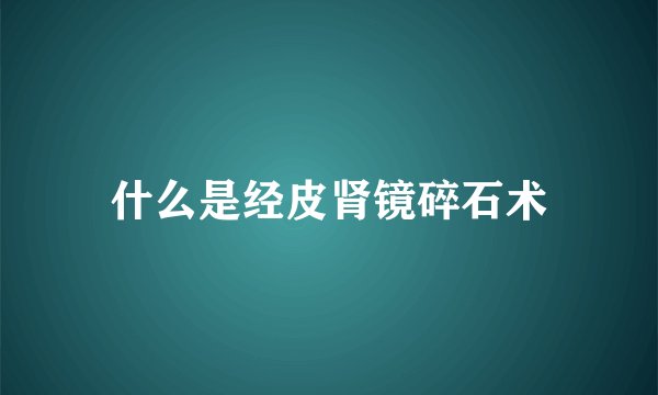 什么是经皮肾镜碎石术