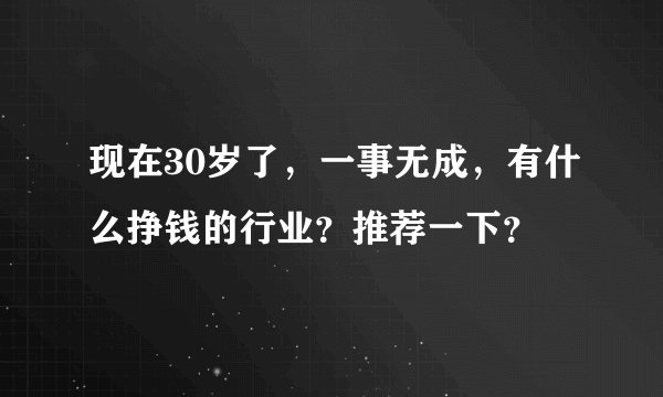 现在30岁了，一事无成，有什么挣钱的行业？推荐一下？