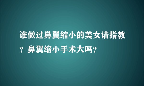 谁做过鼻翼缩小的美女请指教？鼻翼缩小手术大吗？