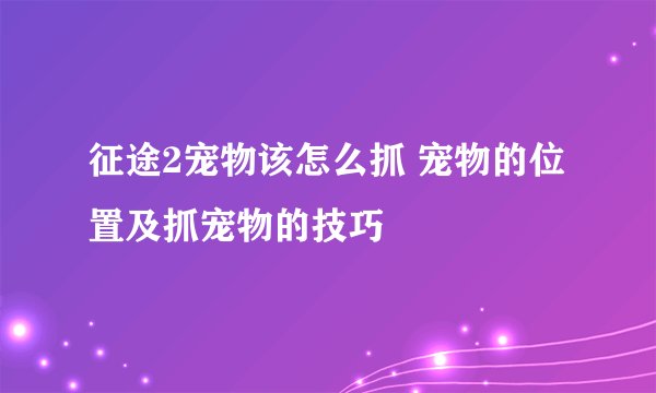 征途2宠物该怎么抓 宠物的位置及抓宠物的技巧