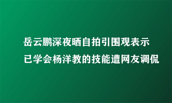 岳云鹏深夜晒自拍引围观表示已学会杨洋教的技能遭网友调侃