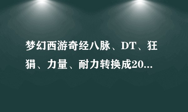 梦幻西游奇经八脉、DT、狂狷、力量、耐力转换成200伤害是什么意思？