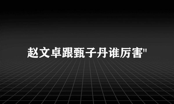 赵文卓跟甄子丹谁厉害