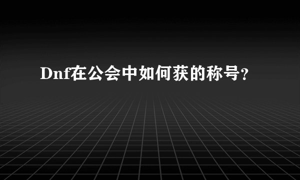 Dnf在公会中如何获的称号？