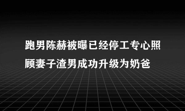 跑男陈赫被曝已经停工专心照顾妻子渣男成功升级为奶爸