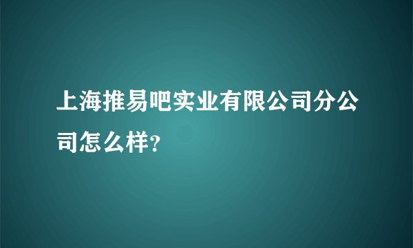 上海推易吧实业有限公司分公司怎么样？