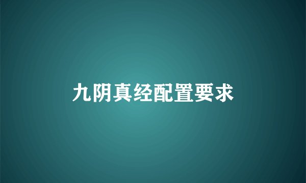 九阴真经配置要求