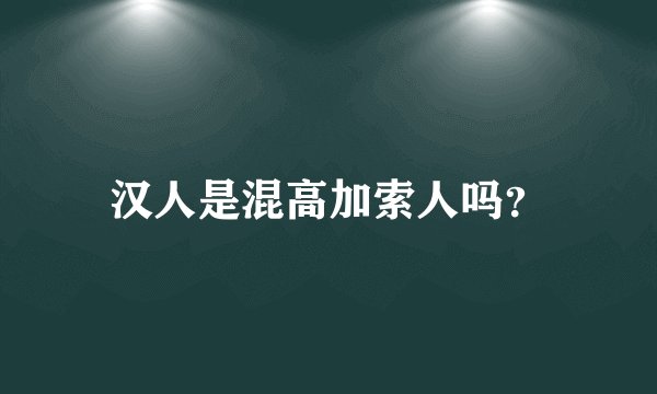 汉人是混高加索人吗？