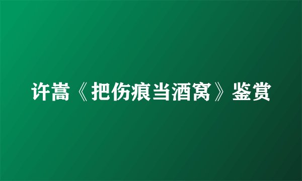 许嵩《把伤痕当酒窝》鉴赏