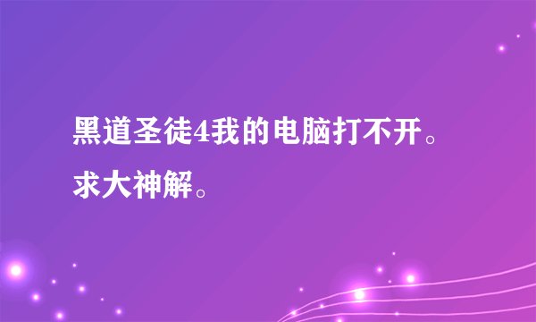 黑道圣徒4我的电脑打不开。求大神解。
