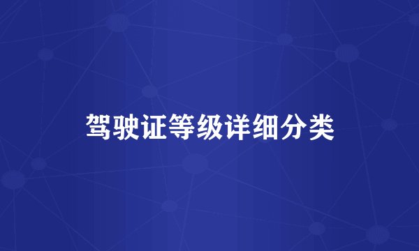 驾驶证等级详细分类