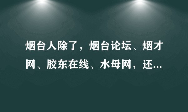 烟台人除了，烟台论坛、烟才网、胶东在线、水母网，还经常去一些什么样的论坛或者网站啊？