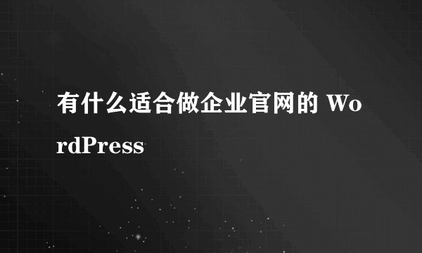 有什么适合做企业官网的 WordPress